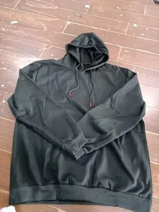 Classic black hooded sweatshirt for daily casual wear, comfortable long sleeve pullover hoodie.