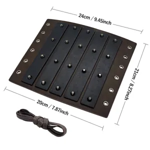 Medieval leather bracer knight mercenary cosplay armor DIY component with rivets and lacing cord.