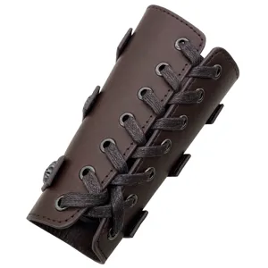 Medieval retro knight PU leather bracer lace-up arm guard cosplay costume prop detail view