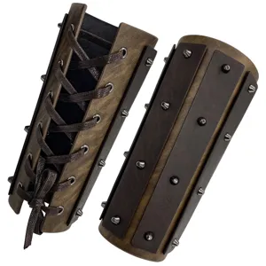 Medieval Leather Wrist Bracers Vintage Knight Gauntlet Rivet Arm Guard Laced Cosplay Costume Accessories For Men Women