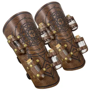 Bracelets en cuir médiéval avec flacons de potion rétro viking cosplay protège-bras lot