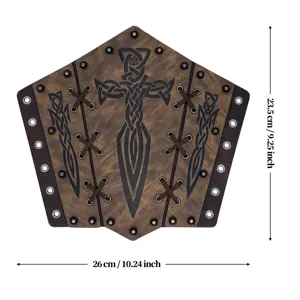 Brassard en cuir Viking médiéval Gantelet Croix celtique Armure de bras Accessoire
