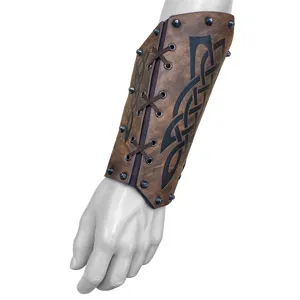 Bracelet en cuir style viking médiéval pour cosplay chevalier accessoire de détail
