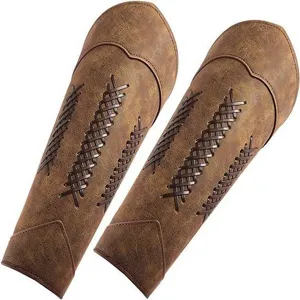 Hombres Medieval Halloween Punk Cuero Sintético Muñequeras Ajustables Remaches Pulseras Cosplay Disfraz Armadura de Muñeca Par