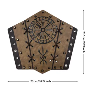 Bracelets de bras en cuir viking médiéval avec rivets métalliques et symboles runiques.