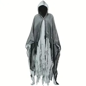 Cape de fantôme effrayante d'Halloween cape de sorcier en haillons costume de zombie détail