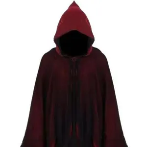 Costume de Cape à Capuche Rouge Sombre d'Halloween pour Adulte Sorcier Faucheur Neuf