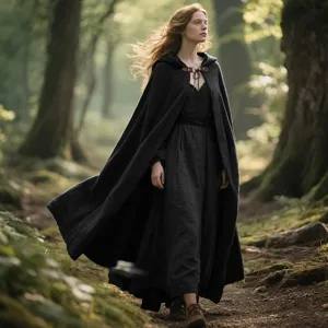 Mittelalter Ranger Kapuzenumhang Leinen Umhang Halloween Cosplay Kostüm für Damen