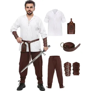 Costume médiéval homme Renaissance ensemble chemise de pirate pantalon ceinture cosplay