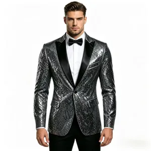 Ανδρικό επίσημο σακάκι με παγιέτες λαμπερό blazer για πάρτι σκηνή γάμου εκδήλωση μόδας