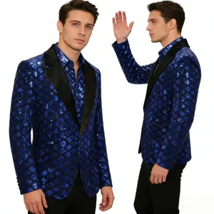 Men's sequin blazer peak lapel suit jacket for party stage performance and evening banquets.