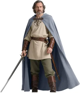 Mittelalterlicher Waldläufer Kap Umhang Kostüm Set, Leinen Stoff, ideal für Halloween und Cosplay.
