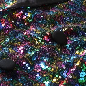 Homme veste sequins colorees detail tissu scintillant fete boite de nuit performance mode haut