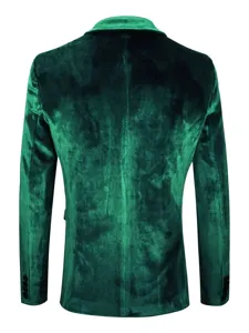 Men's dark green velvet blazer jacket back view for formal wedding party prom suit