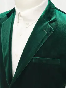 Men's dark green velvet blazer jacket, elegant formal suit for party, wedding and business.