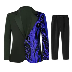 Boys sequin suit set jacket pants stylish shiny party wedding wear trendy festive outfit