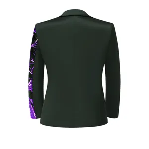 Boys sequin blazer jacket stylish green single sleeve purple party formal wear outerwear size