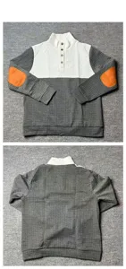Ανδρικό casual colorblock καπιτονέ πουλόβερ sweatshirt χειμερινό ζεστό με κουμπί γιακά