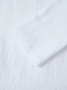 Detail shot of men's casual shirt white fabric cuff texture and neat stitching craftsmanship.