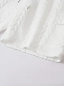 Men casual textured shorts detail view white summer daily wear breathable knit fabric bottom