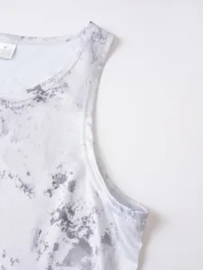 Men breathable athletic sports tank top detail view, sleeveless fitness running shirt.