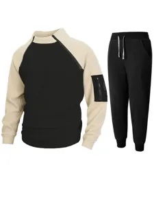 Ensemble de survêtement en molleton pour homme sweat col montant color block et pantalon.