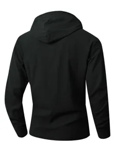Chemise cardigan a capuche decontractee pour homme vue arriere detail haut noir leger
