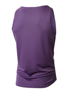 Men's purple solid color sleeveless sports fitness running breathable training tank top
