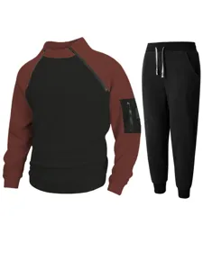 Ensemble de survêtement colorblock pour homme sweat-shirt manches longues et pantalon chaud