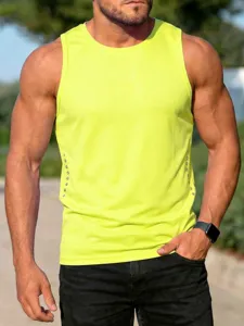 Herren Casual Sport Trägershirt Ein Farbig Atmungsaktiv Mesh Schnelltrocknend Ärmellos Rundhals Athletisch Weste Für Sommer Bekleidung