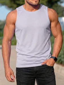 Detailansicht des atmungsaktiven Herren Waffelstrick Tanktops, ärmelloses Sport Shirt Design.