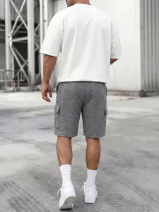 Men's casual grey cargo shorts with textured jacquard pattern, stylish and versatile outdoor wear.