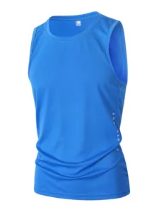 Herren blaue atmungsaktive ärmellose Sporttanktop einfarbig lässige Fitnesssommerhemd
