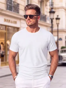 Maglietta uomo tinta unita girocollo manica corta casual estate sport top base chic