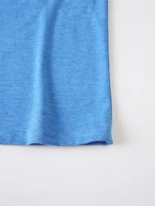 Men's casual solid color short sleeve T-shirt fabric and hem stitch detail close-up view.