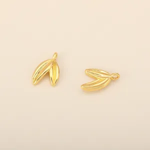 Pendente a Foglia in Rame Placcato Oro 18K Accessori per Gioielli Fai da Te per Collana Bracciale Orecchino Ciondolo a Foglia