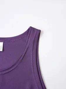 Men's solid color breathable athletic tank top detail, perfect for fitness, running, and gym training.
