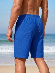 Detailansicht atmungsaktiver einfarbiger Herren Sommer Strand Shorts mit Kordelzug.