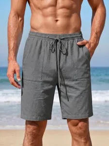 Herren lässige Strandshorts atmungsaktive einfarbige Kordelzug bequeme Sommer Freizeithose