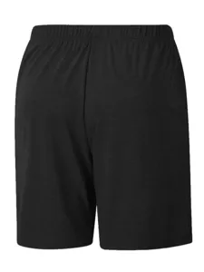 Men's black textured casual shorts back detail view, loose fit design, comfortable wear.