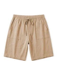 Herren Freizeitshorts in Khaki mit elastischem Kordelzugbund und seitlichen Taschen Sommer.
