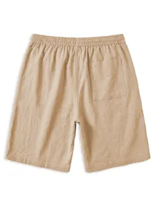 Herren Freizeit Leinen Shorts Sommer einfarbig elastischer Bund Strandhose atmungsaktiv