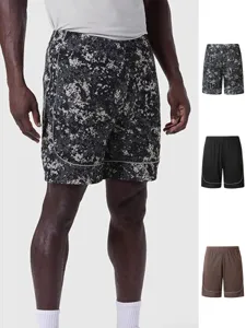 Pantaloncini Sportivi Fitness Corsa Mesh Doppio Strato Uomo Mimetico Marrone Scuro Nero Abbigliamento Sportivo