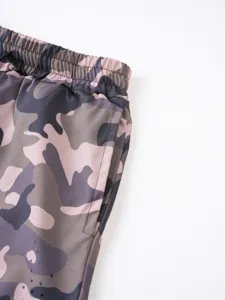 Short de sport camouflage homme taille elastique vue detaillee ete decontracte tissu respirant