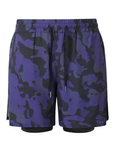 Shorts de sport camouflage double couche pour homme respirant cordon fitness jogging