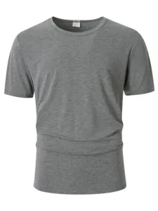 T-shirt uomo tinta unita girocollo manica corta casual basic top estivo comodo abbigliamento