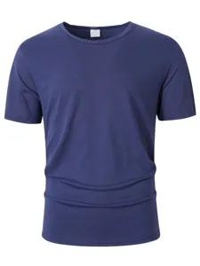 Maglietta uomo tinta unita girocollo manica corta casual top base comodo abbigliamento sportivo