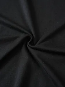 Close-up of soft black fabric texture detail for men casual t-shirt, clean and comfortable.
