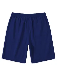 Herren lässige dunkelblaue Shorts mit Taillenzug und Gesäßtasche für Strand und Sommer.