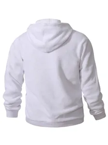 Felpa con cappuccio calda in pile bianco tinta unita uomo dettaglio retro inverno